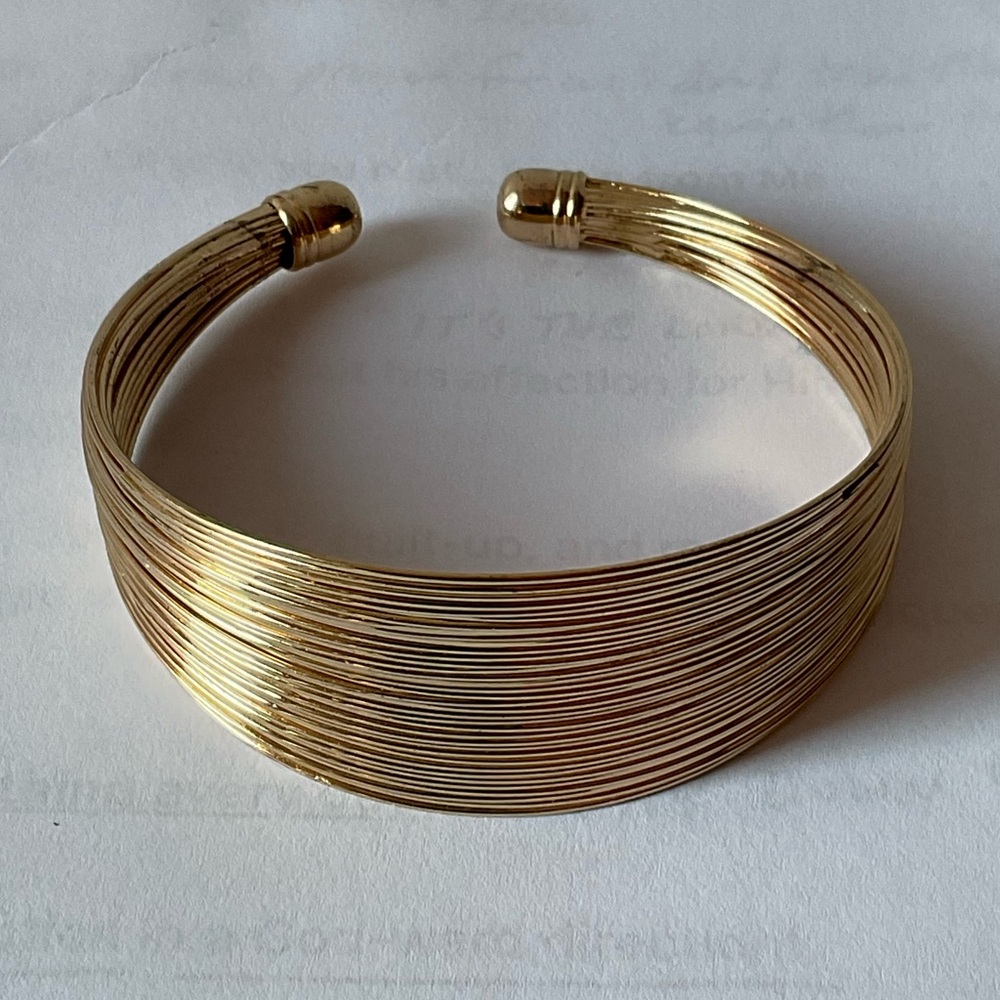 Goldtone Multi-Strand Wire Malleable Cuff Bracelet - New